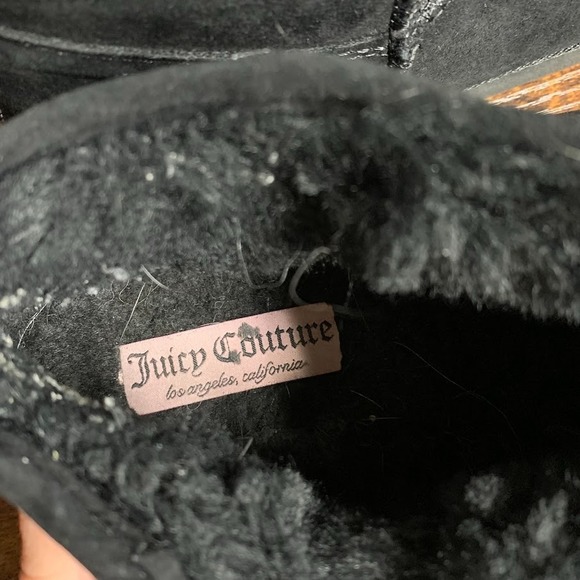 Juicy Couture Womens Kerri Boots Black Suede Rhinestone Fur Lined Cozy Winter - Picture 8 of 8